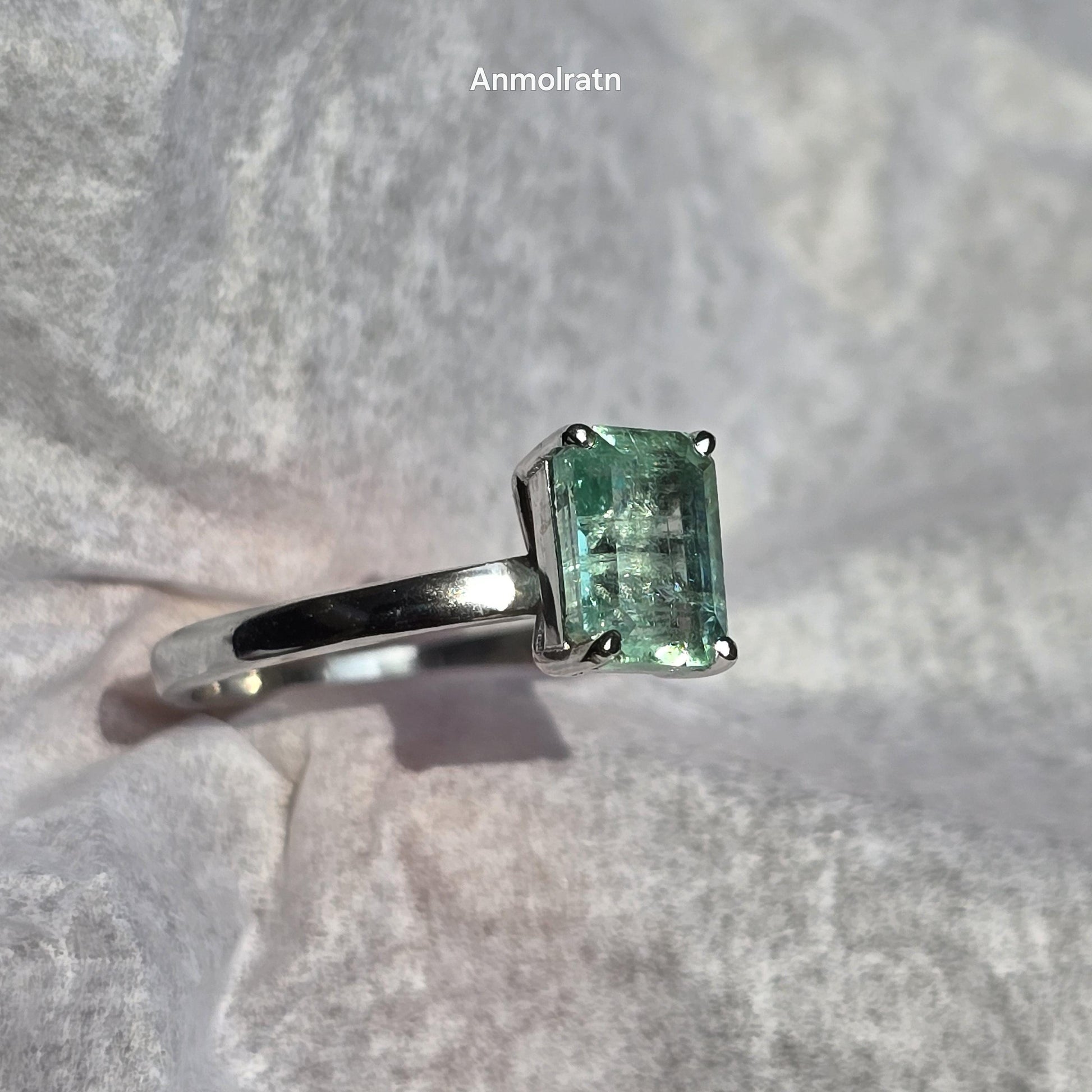 Colombian Emerald Cut Octagon Ring, Vibrant Natural Emerald Solitaire Ring Gift For Her 1.56CT Green Emerald Dainty Birthstone Stacking Ring