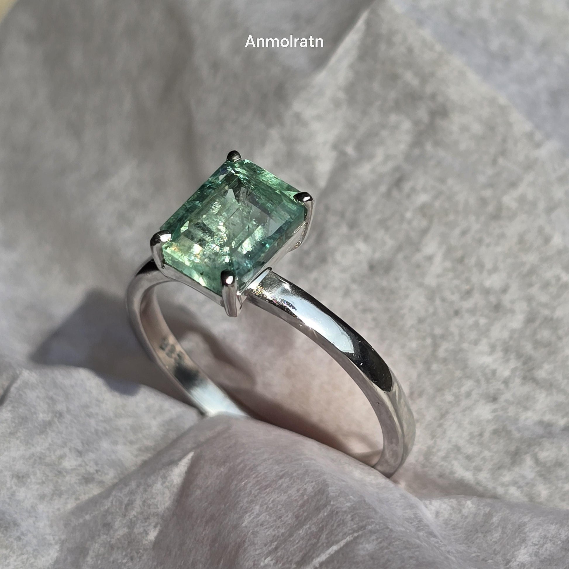 Colombian Emerald Cut Octagon Ring, Vibrant Natural Emerald Solitaire Ring Gift For Her 1.56CT Green Emerald Dainty Birthstone Stacking Ring
