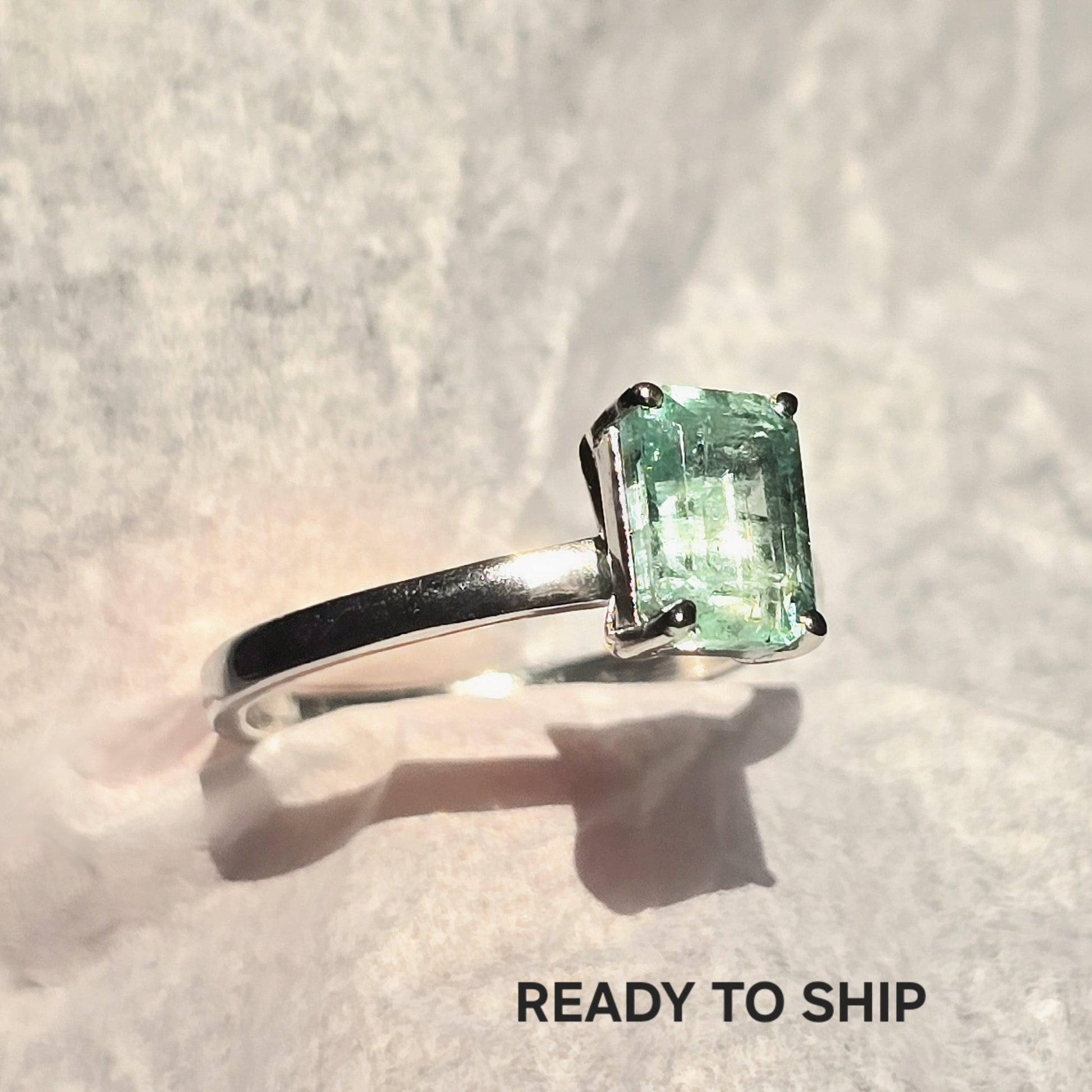 Colombian Emerald Cut Octagon Ring, Vibrant Natural Emerald Solitaire Ring Gift For Her 1.56CT Green Emerald Dainty Birthstone Stacking Ring