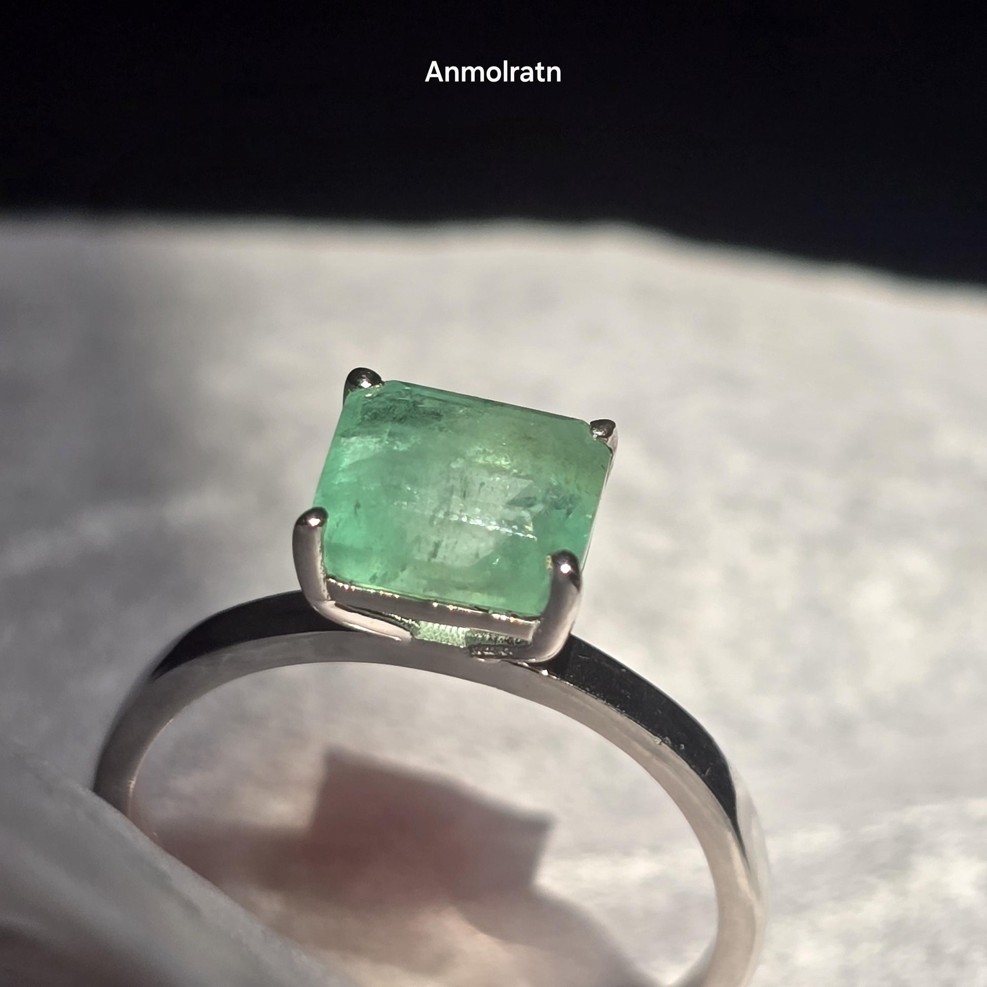 Natural Colombian Emerald Octagon Solitaire Ring, 1.81CT Certified Emerald East West Dainty Ring, Forest Green Emerald Birthstone Ring Gift