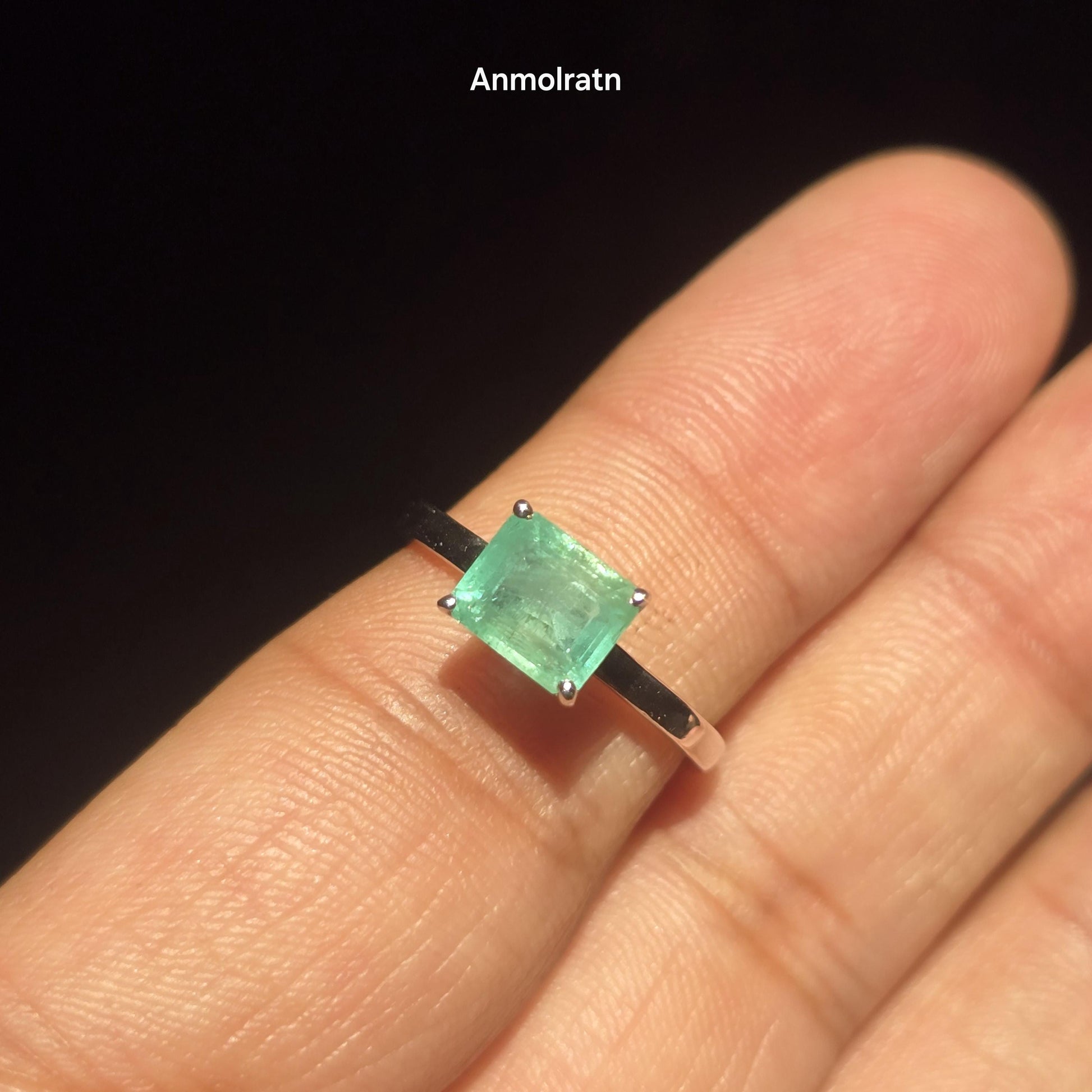 Natural Colombian Emerald Octagon Solitaire Ring, 1.81CT Certified Emerald East West Dainty Ring, Forest Green Emerald Birthstone Ring Gift
