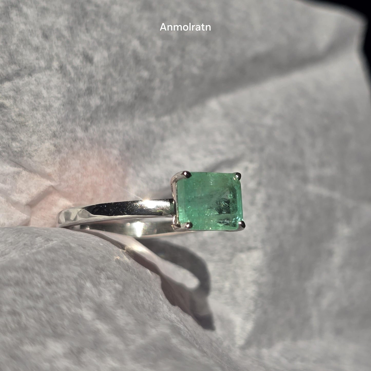 Natural Colombian Emerald Octagon Solitaire Ring, 1.81CT Certified Emerald East West Dainty Ring, Forest Green Emerald Birthstone Ring Gift