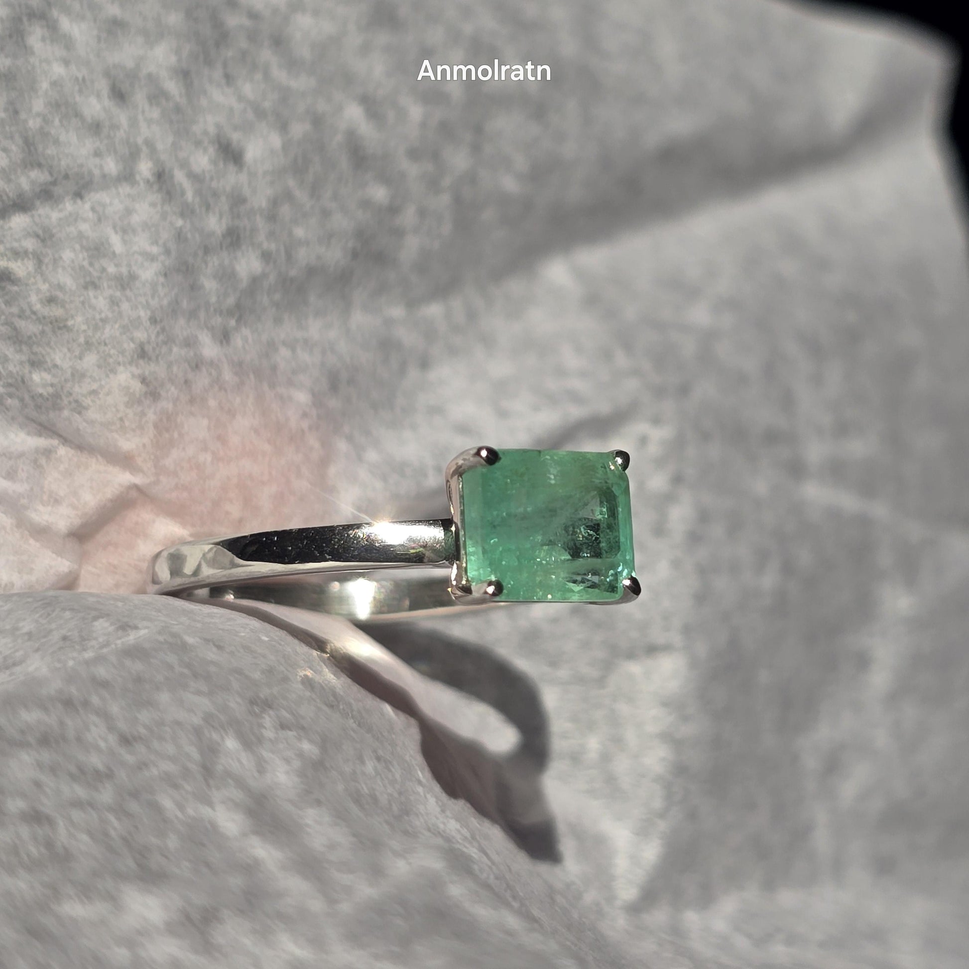 Natural Colombian Emerald Octagon Solitaire Ring, 1.81CT Certified Emerald East West Dainty Ring, Forest Green Emerald Birthstone Ring Gift