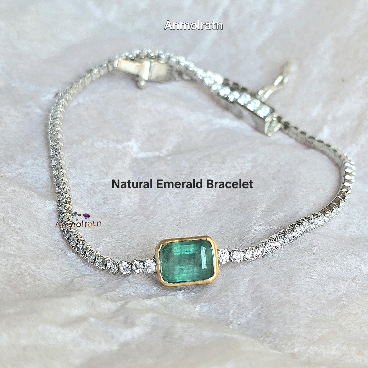 Emerald Bracelet Women Natural Emerald Tennis Bracelet Silver Solitaire Emerald Octagon Bracelet Dainty Emerald Diamond Tennis Bracelet Gold