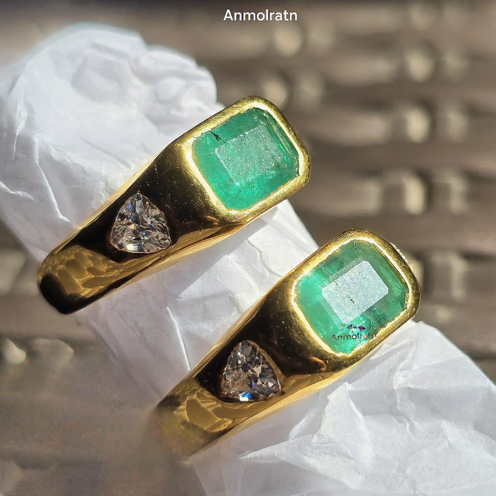 Natural Emerald Cut Emerald Octagon Gold Ring For Men & Women, Vivid Green Emerald Stacking Signet Ring, Untreated Emerald Ring Gift For Her