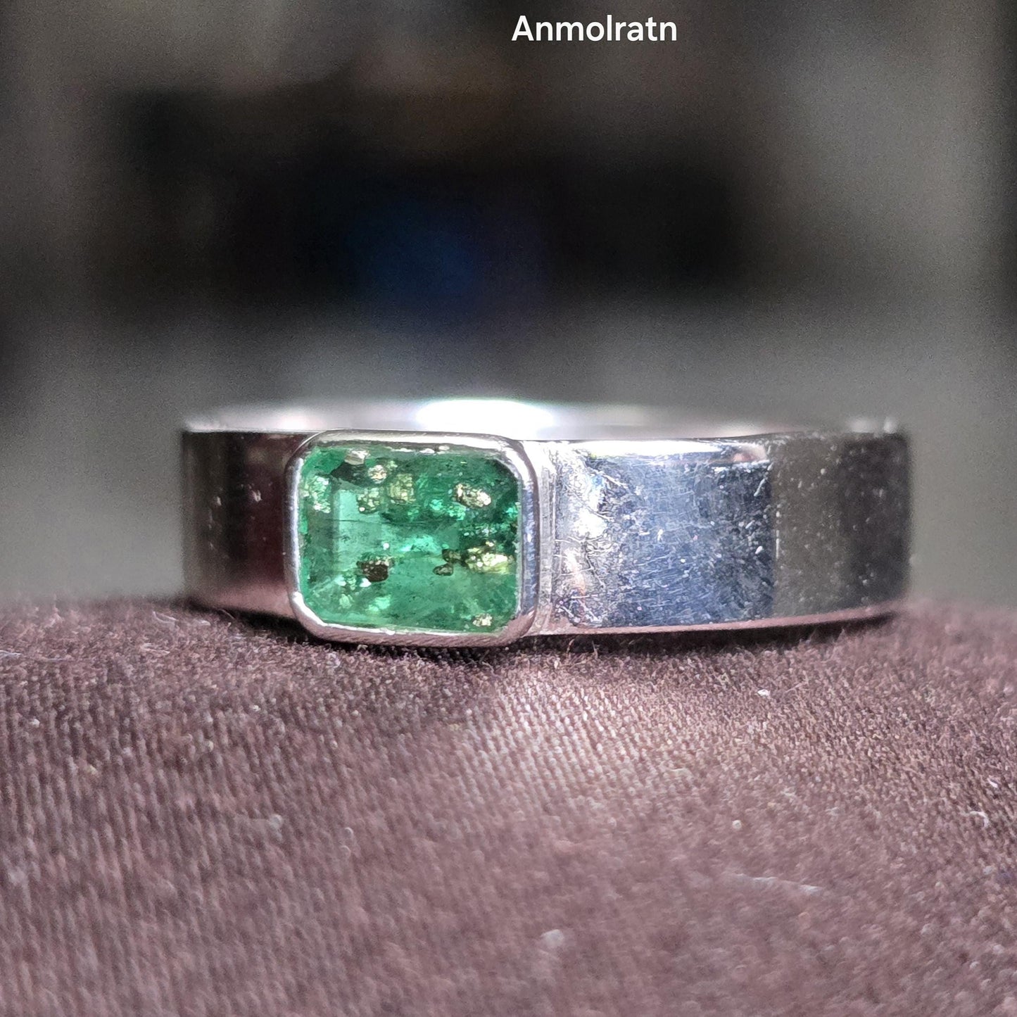 Vintage Emerald Ring, Natural Emerald Cut Emerald Octagon Ring For Men, Antique Emerald Bezel Set Solitaire Birthstone Dainty Silver Ring