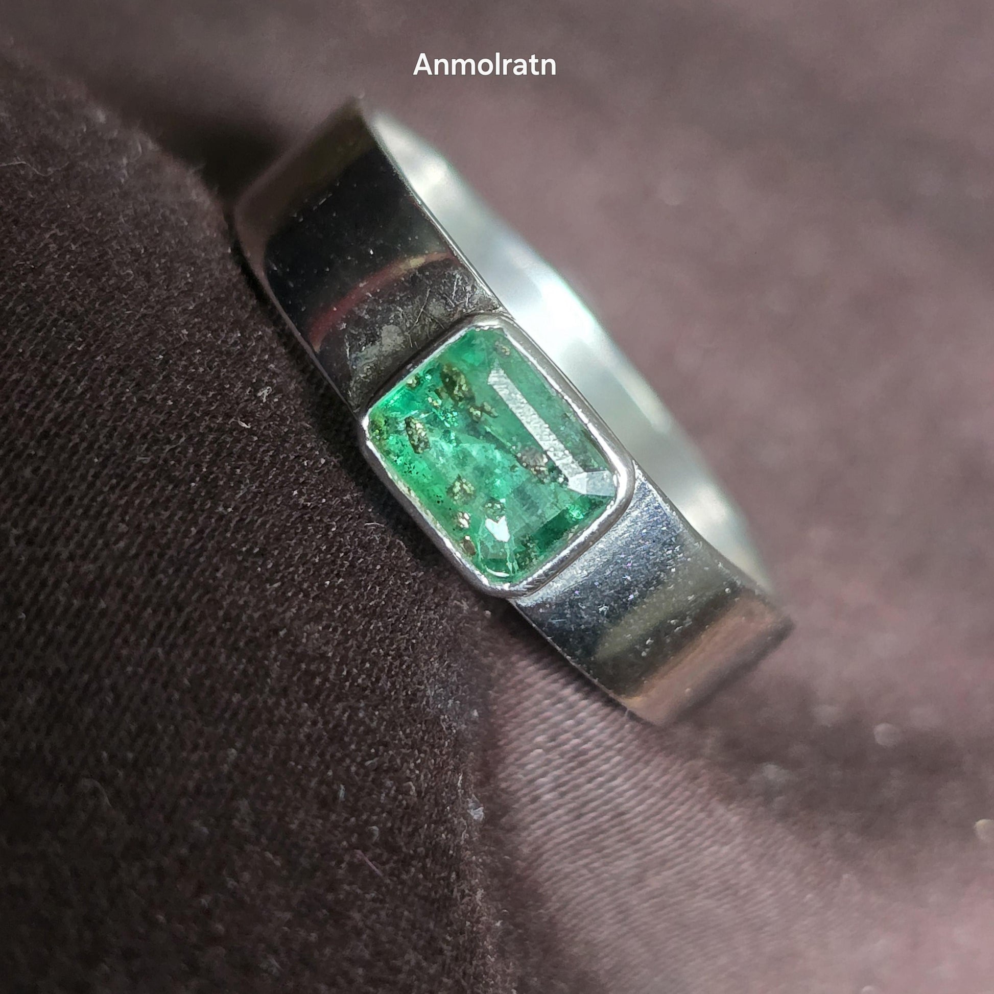 Vintage Emerald Ring, Natural Emerald Cut Emerald Octagon Ring For Men, Antique Emerald Bezel Set Solitaire Birthstone Dainty Silver Ring