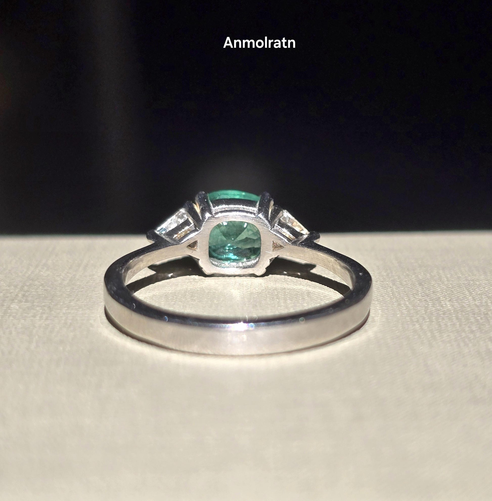 Vintage Emerald Engagement Ring Women, Top Emerald And Trillion Ring, Dainty Emerald Cushion Shape Stacking Silver Ring Gift For Her