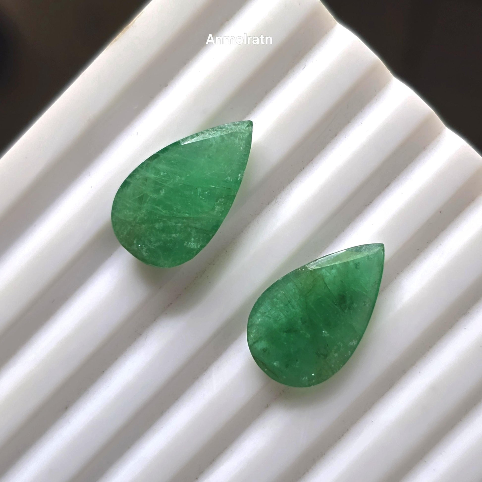 Emerald Earring Pair, 11.64CT Green Colombian Emerald Drop Earring, Pear Emerald Pair Loose For Hoop Earrings, Emerald Teardrop For Danglers