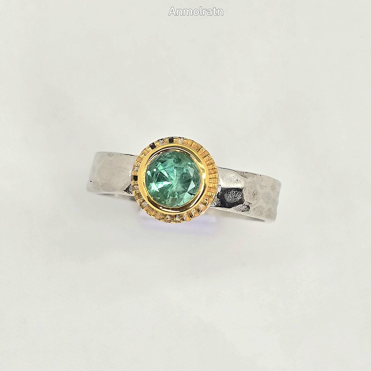 Colombian Emerald Ring 0.65Ct Emerald Solitaire Pinky Stacking Ring, Antique Emerald Silver Ring, Bezel Set Round Emerald Wedding Ring Women
