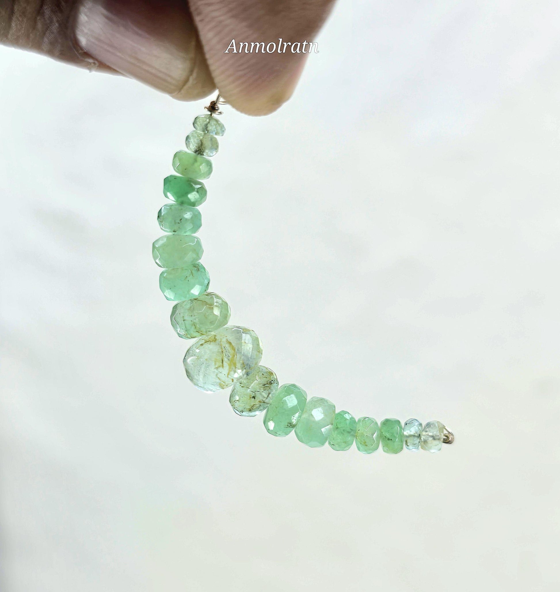 Raw Emerald Pendant, Colombian Emerald Beaded Pendant, Emerald Drop Pendant, Emerald Crescent Charm For Necklace, Emerald Charm Pendant Gift