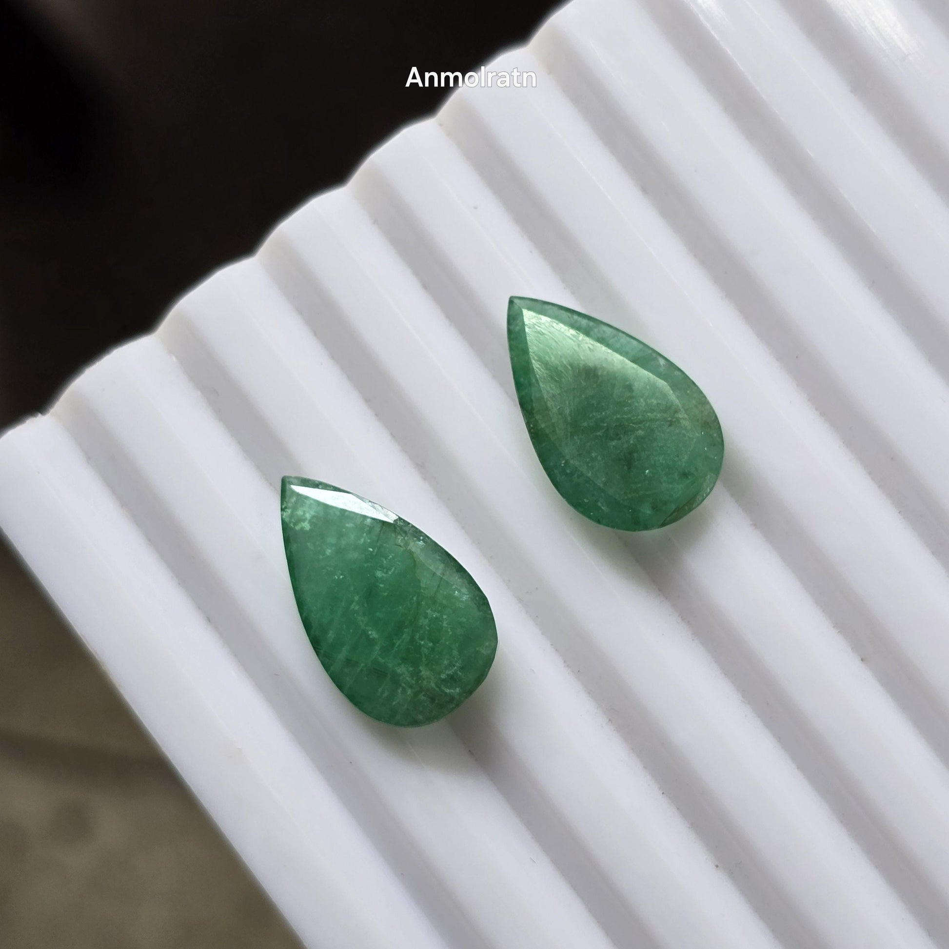 Emerald Earring Pair, 11.64CT Green Colombian Emerald Drop Earring, Pear Emerald Pair Loose For Hoop Earrings, Emerald Teardrop For Danglers