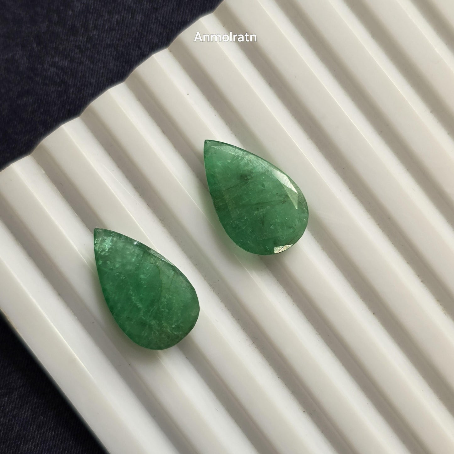 Emerald Earring Pair, 11.64CT Green Colombian Emerald Drop Earring, Pear Emerald Pair Loose For Hoop Earrings, Emerald Teardrop For Danglers