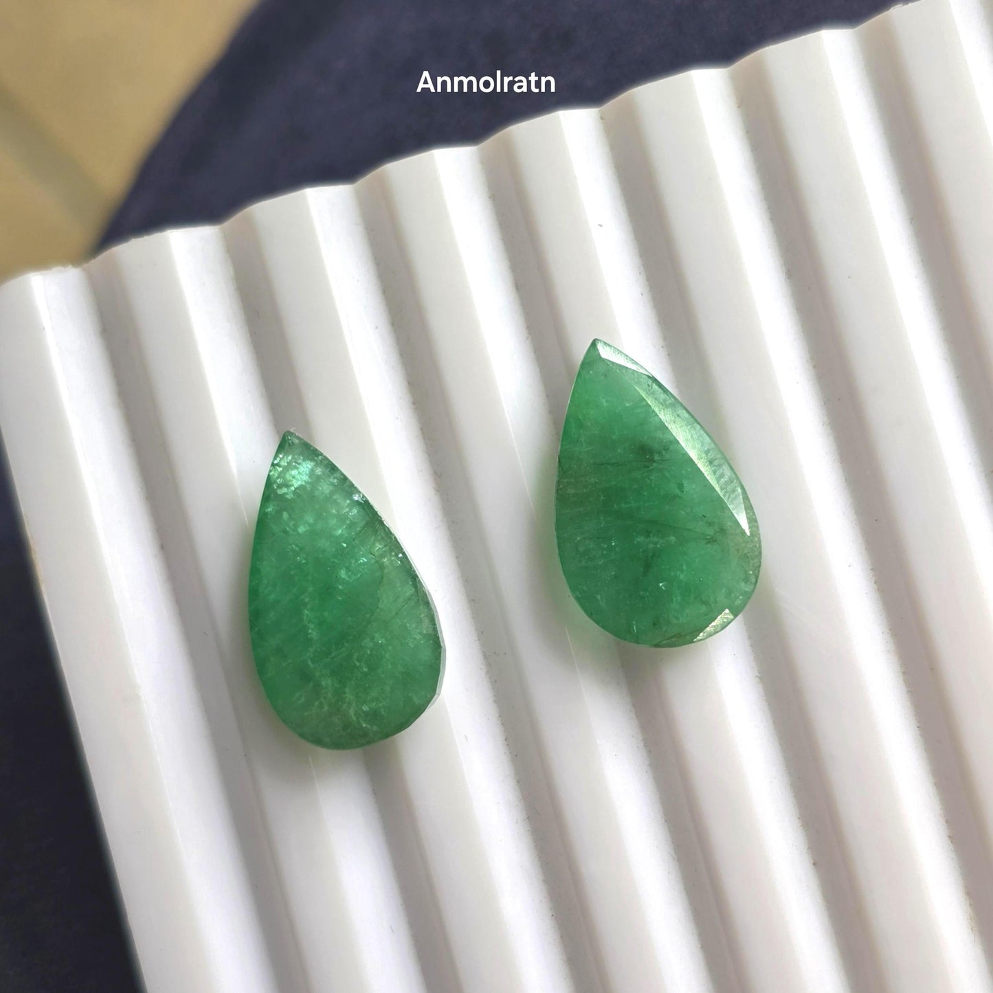 Emerald Earring Pair, 11.64CT Green Colombian Emerald Drop Earring, Pear Emerald Pair Loose For Hoop Earrings, Emerald Teardrop For Danglers