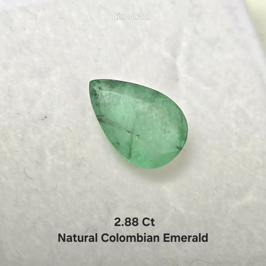 Emerald Pear Cut Teardrop 2.88CT Natural Colombian Emerald For Ring Or Pendant, 12x8MM Untreated Green Emerald Loose For Birthstone Jewelry