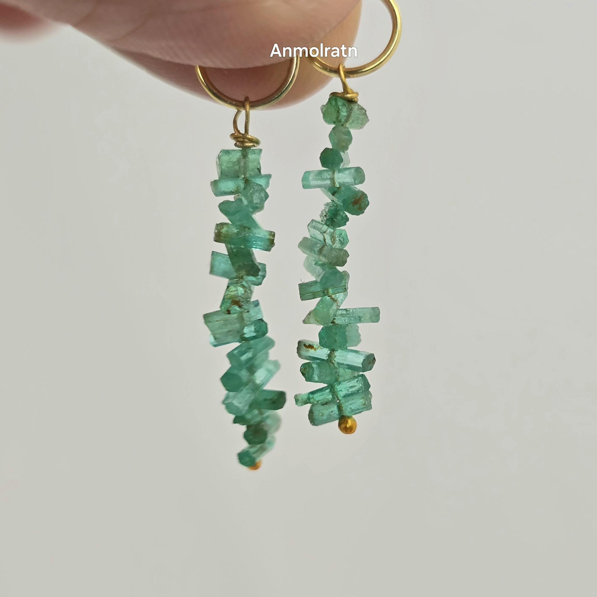 Emerald Charms For Earring, Natural Emerald Dangler Hoop, Raw Colombian Emerald Earring Drop, Detachable Emerald Charm For Hoops & Necklace