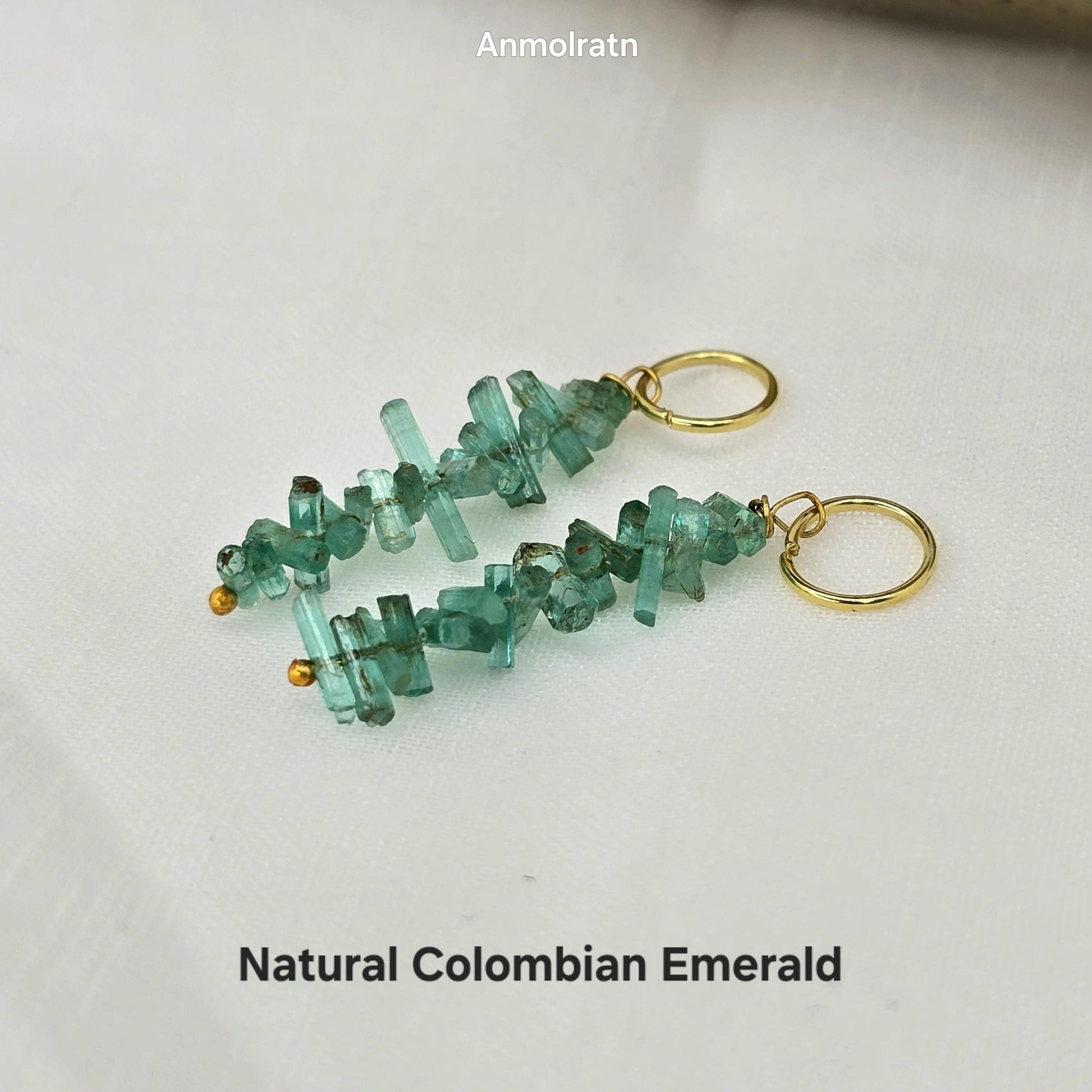 Emerald Charms For Earring, Natural Emerald Dangler Hoop, Raw Colombian Emerald Earring Drop, Detachable Emerald Charm For Hoops & Necklace