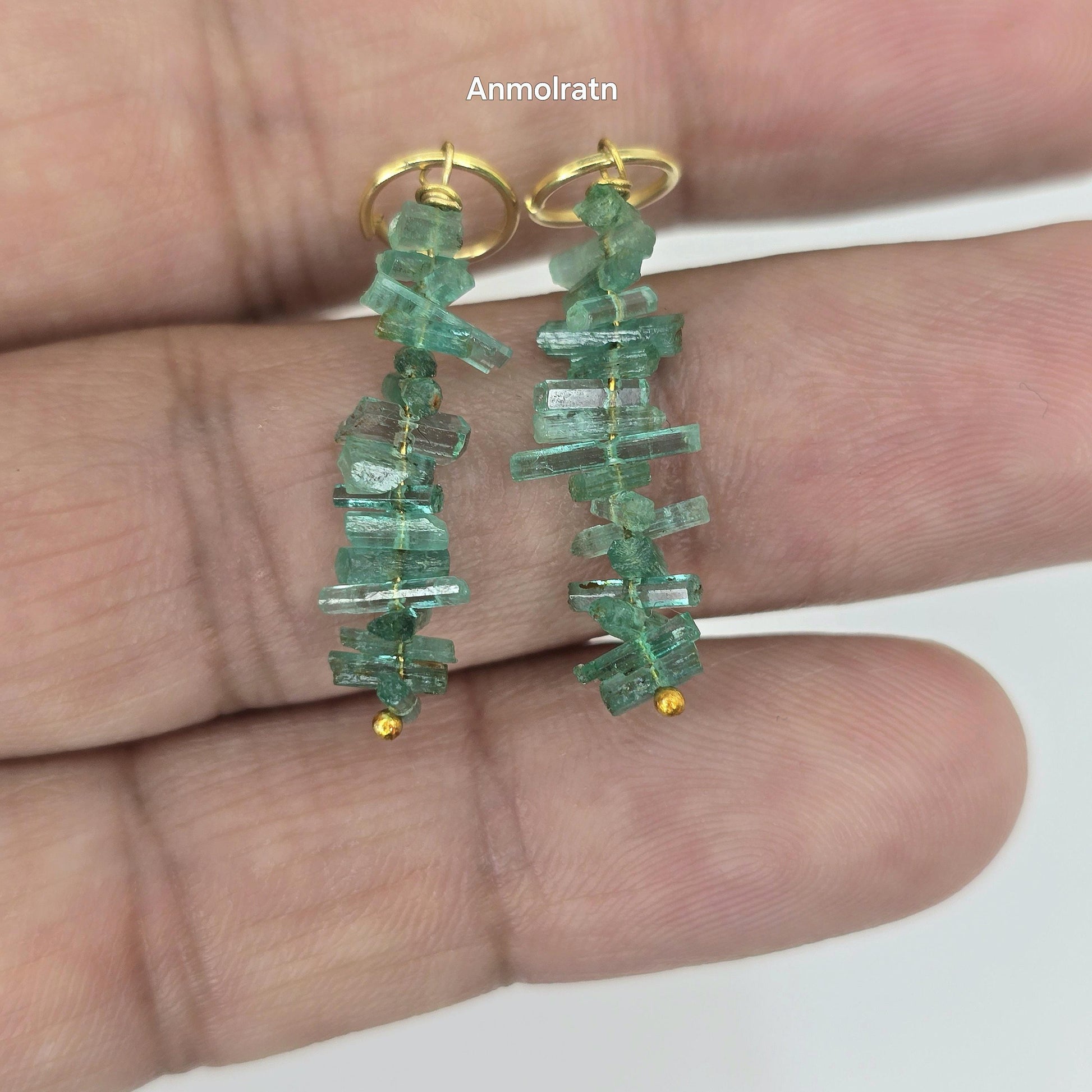Emerald Charms For Earring, Natural Emerald Dangler Hoop, Raw Colombian Emerald Earring Drop, Detachable Emerald Charm For Hoops & Necklace