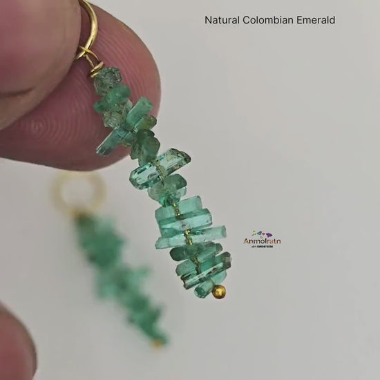 Emerald Charms For Earring, Natural Emerald Dangler Hoop, Raw Colombian Emerald Earring Drop, Detachable Emerald Charm For Hoops & Necklace
