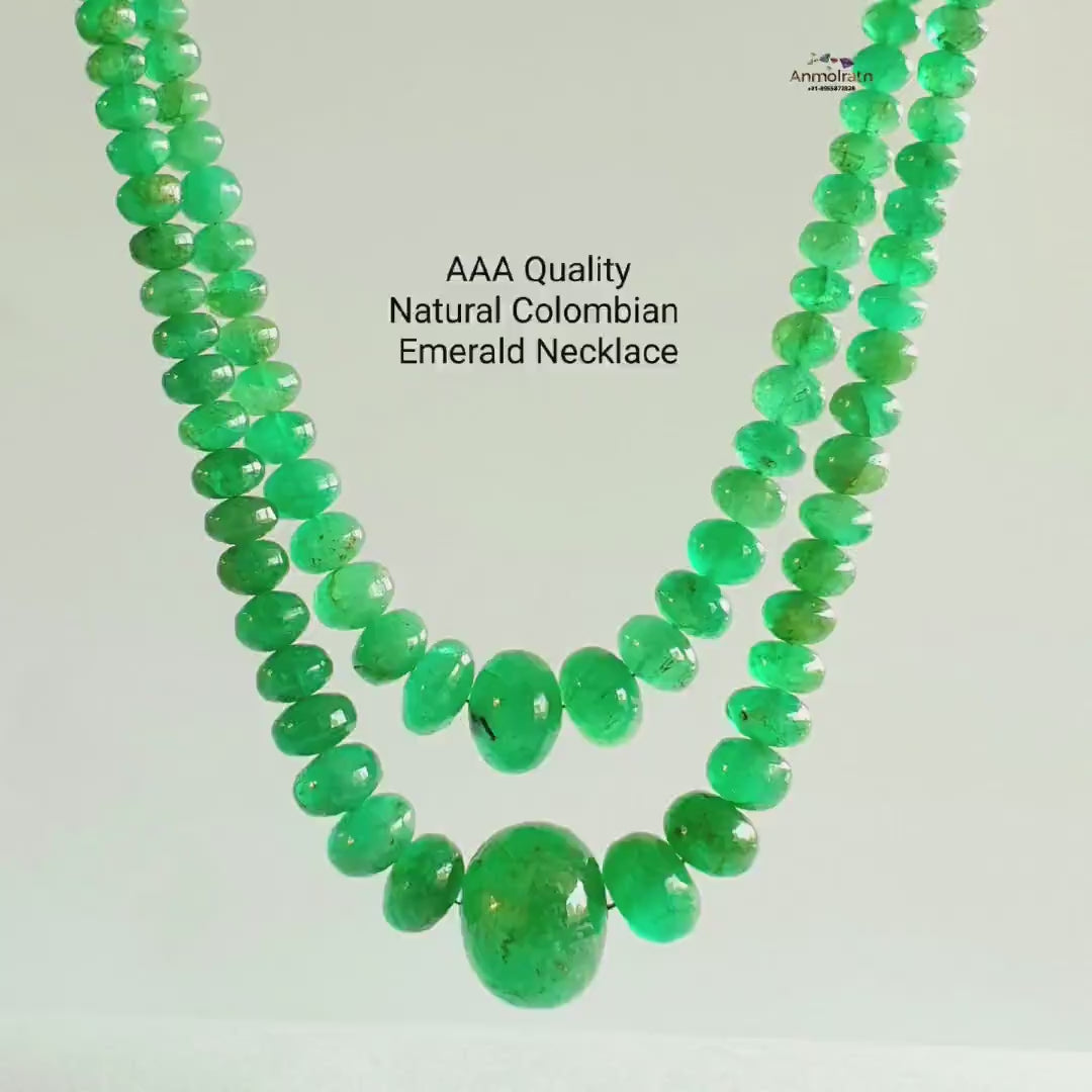 Rich Green Colombian Emerald Beads Necklace, Untreated Emerald Smooth Beads For Jewelry, Natural Round Emerald Birthstone Beads Rondelle