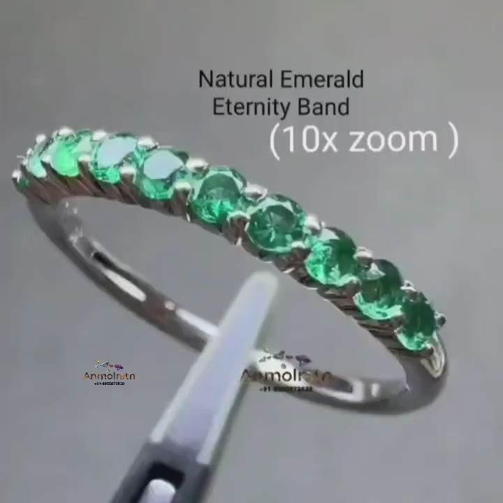 Emerald Band Ring Daily Wear Emerald Stacking Ring Gold Eternity Band Gemstone Band Wedding Band Ring Emerald Birthstone Ring Gift For Women