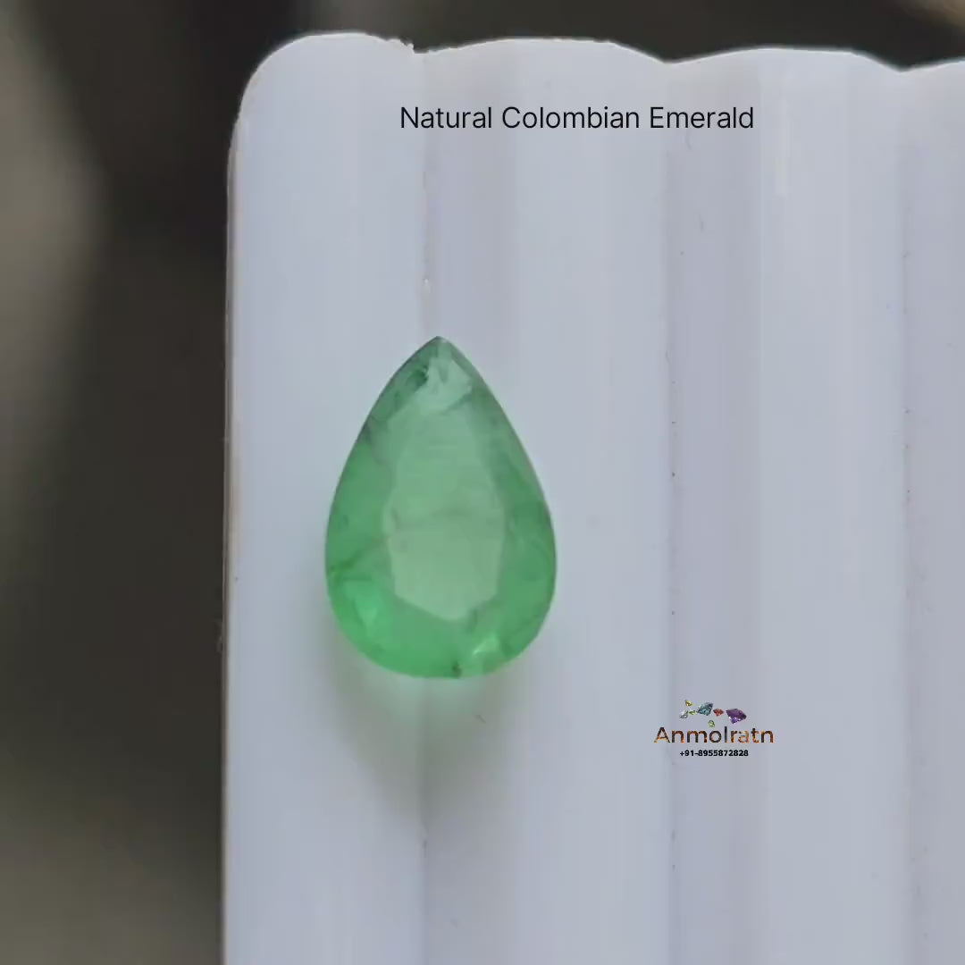 Emerald Pear Cut Teardrop 2.88CT Natural Colombian Emerald For Ring Or Pendant, 12x8MM Untreated Green Emerald Loose For Birthstone Jewelry