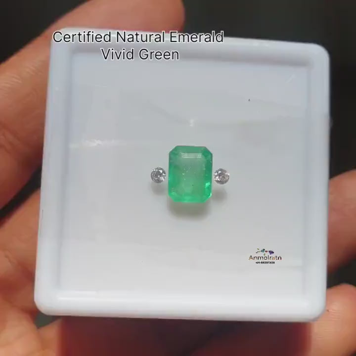 Emerald Diamond Wedding Ring, Custom Emerald Engagement Ring, Bright Green Emerald Ring For Women, Untreated Emerald Gold Stacking Ring Gift
