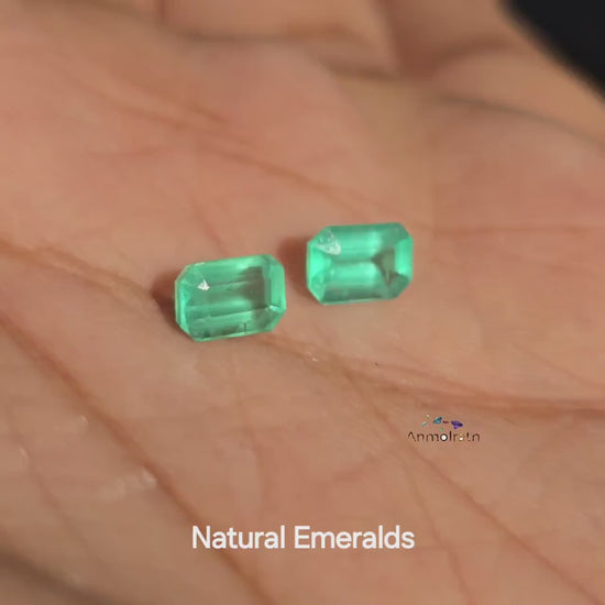 Emerald Cut Emerald Octagon Pair, 6x4MM Vivid Green Natural Emerald Earring Loose Pair 1.20Ct Certified Emerald Cut Pair For Custom Jewelry