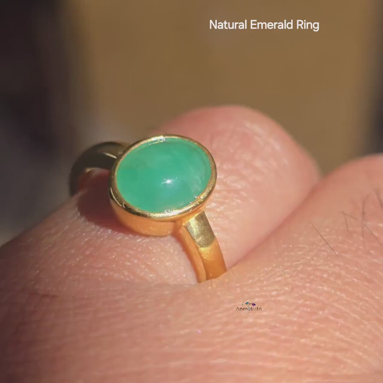 Emerald Oval Cabochon Ring, Solitaire Emerald Birthstone Pinky Ring, Bezel Set Natural Emerald Stacking Ring, Green Emerald Ring For Women